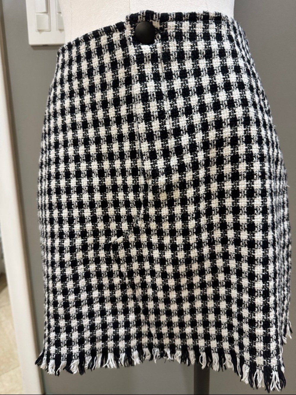 Zara Black & White Houndstooth Mini Skirt